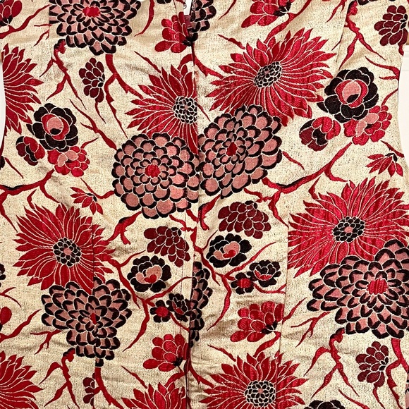 Vintage 1960s Silk Brocade Metallic Macy’s Jacquard Union Made Dress - Picture 5 of 7